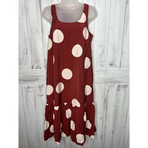 NWOT Anthropologie Michaela Deep Red White Polka Dot‎ Sleeveless Midi Dress S